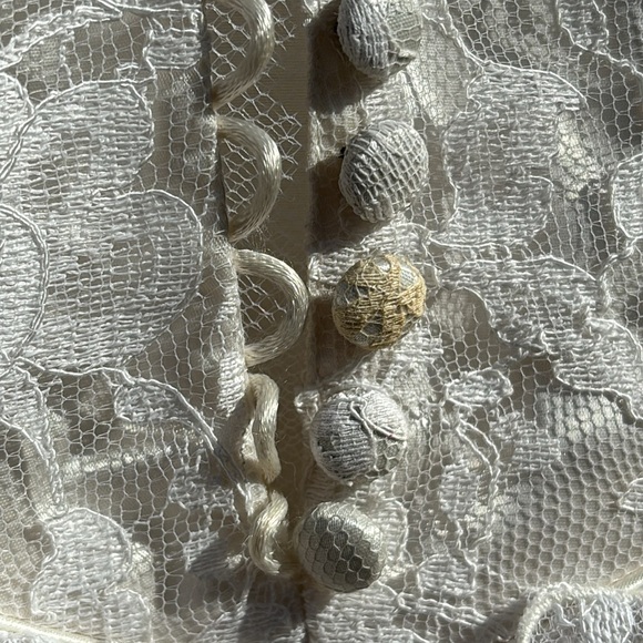 Lace Wedding Dress Vintage 1950s Collar Lace & Satin Wedding Long Sleeve - Picture 4 of 16